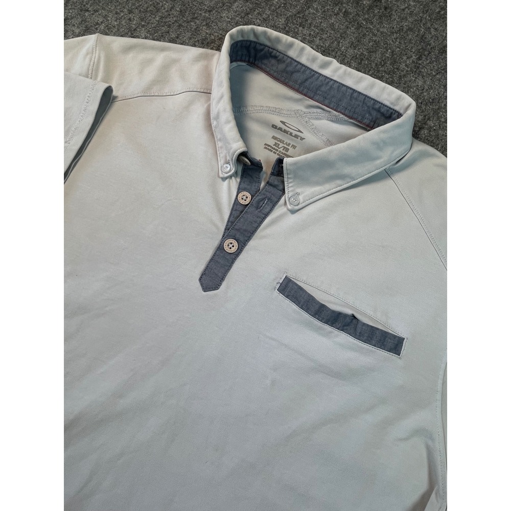 Oakley Mens XL‎ Polo Shirt Button Up Short Sleeve Regular Fit Gray